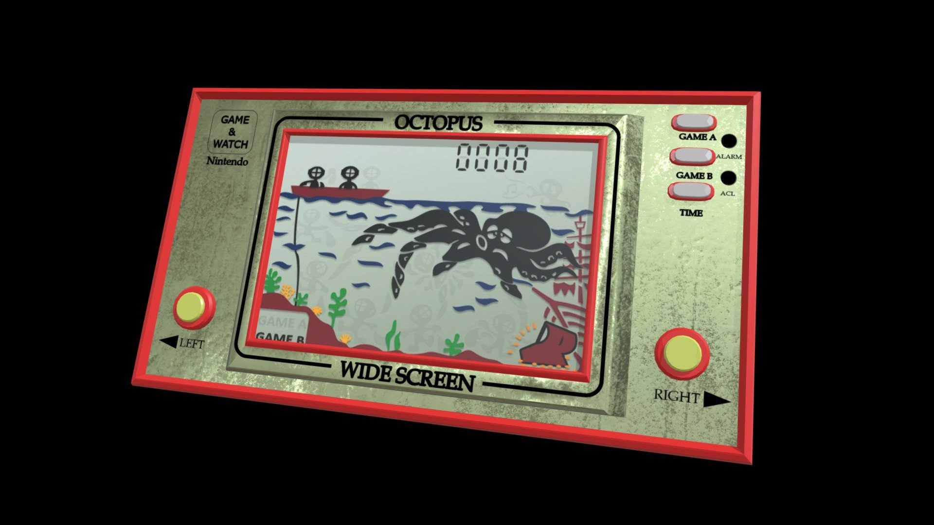 Hello everybody!
This is Nintendo Game &amp; Watch Octopus Oc-22.
I modeled this game for challenge: #RetroElectronicsChallenge.
Welcome to my https://www.artstation.com/natali_voitova - Nintendo Game & Watch Octopus Oc-22 - Download Free 3D model by Natali_Voitova 3d model