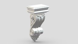 Scroll Corbel 38 stl, room, printing, set, element, luxury, console, architectural, detail, column, module, pack, ornament, molding, cornice, carving, classic, decorative, bracket, capital, decor, print, printable, baroque, classical, kitbash, pearlworks, architecture, 3d, house, decoration, interior, wall, pearlwork