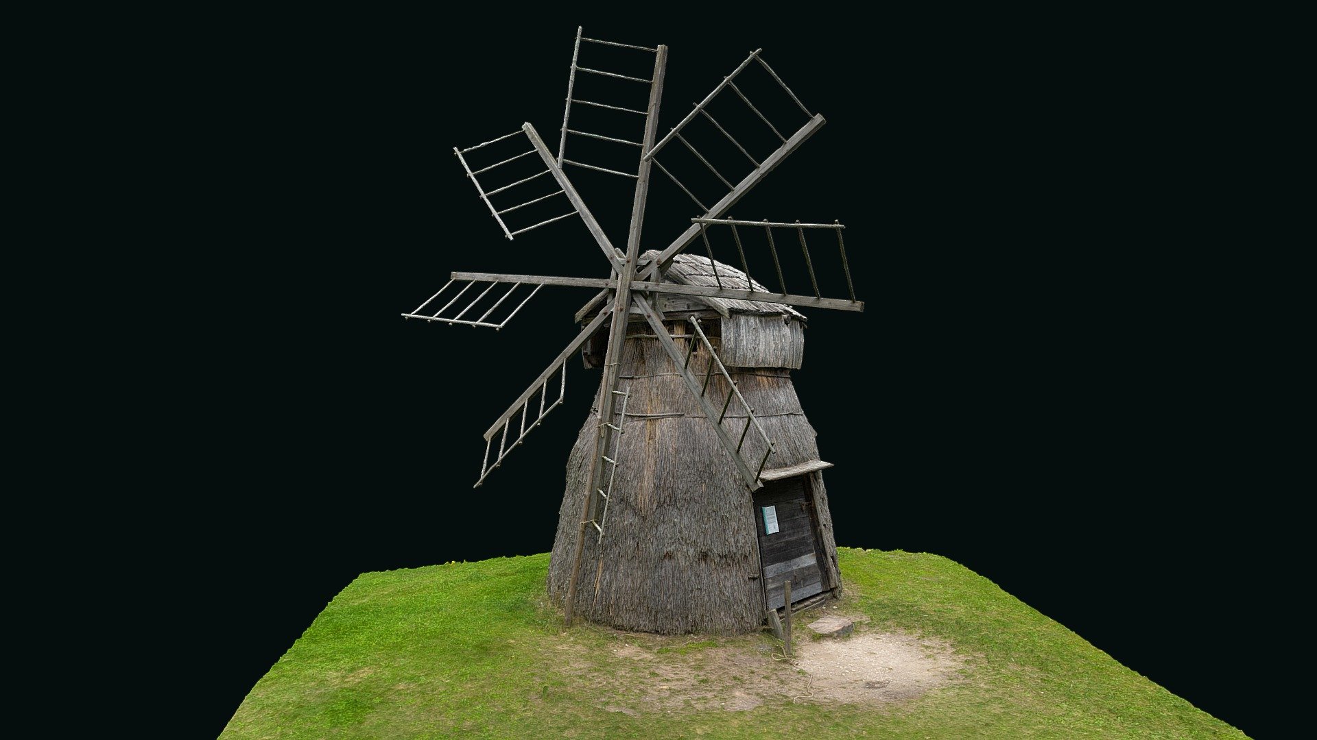 Sometime wide wings of windmills decorated and dominated the landscape. Standing away from the settlements, they looked lonely but powerful, welcoming the wind with all their might.

Dervinieku windmill 
Lat: 56.987875
Long: 24.281020 
Latvia

Photogrammetry reconstruction in RealityCapture from 220 images. © Saulius Zaura www.dronepartner.lt 2023 - Dervinieku windmill - 3D model by Saulius.Zaura 3d model