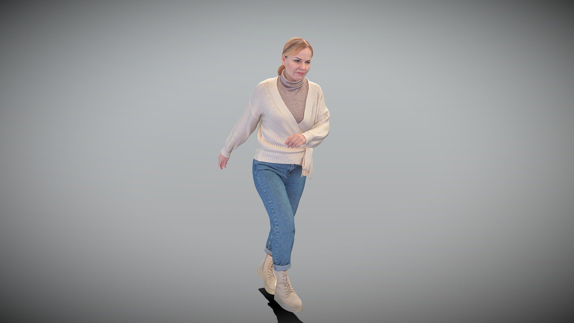 This is a true human size and detailed model of a beautiful young woman of Caucasian appearance dressed in casual style. The model is captured in casual pose to be perfectly matching for various architectural, product visualization as a background character within urban installations, city designs, outdoor design presentations, VR/AR content, etc.

Technical specifications:




digital double 3d scan model

150k &amp; 30k triangles | double triangulated

high-poly model (.ztl tool with 4-5 subdivisions) clean and retopologized automatically via ZRemesher

sufficiently clean

PBR textures 8K resolution: Diffuse, Normal, Specular maps

non-overlapping UV map

no extra plugins are required for this model

Download package includes a Cinema 4D project file with Redshift shader, OBJ, FBX, STL files, which are applicable for 3ds Max, Maya, Unreal Engine, Unity, Blender, etc. All the textures you will find in the “Tex” folder, included into the main archive.

3D EVERYTHING

Stand with Ukraine! - Beautiful woman walking 337 - Buy Royalty Free 3D model by deep3dstudio 3d model