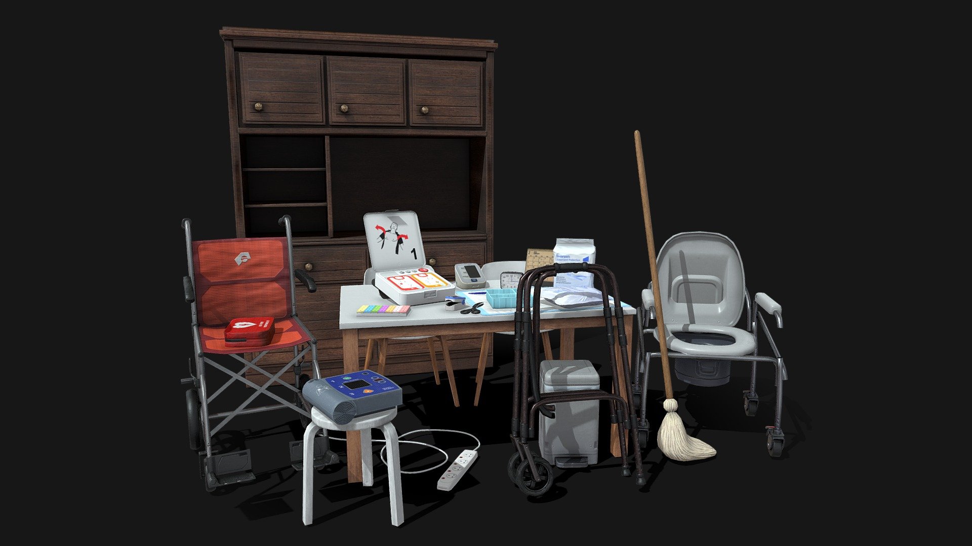 Bunch of assets made for PacificMeta's serious games 3d model