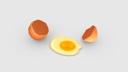 Cartoon fried egg-egg yolk-broken egg-eggshell