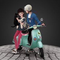 vespa casual character (pose 01) max, casual, bodypaint, 3d, photoshop, characters, zbrush