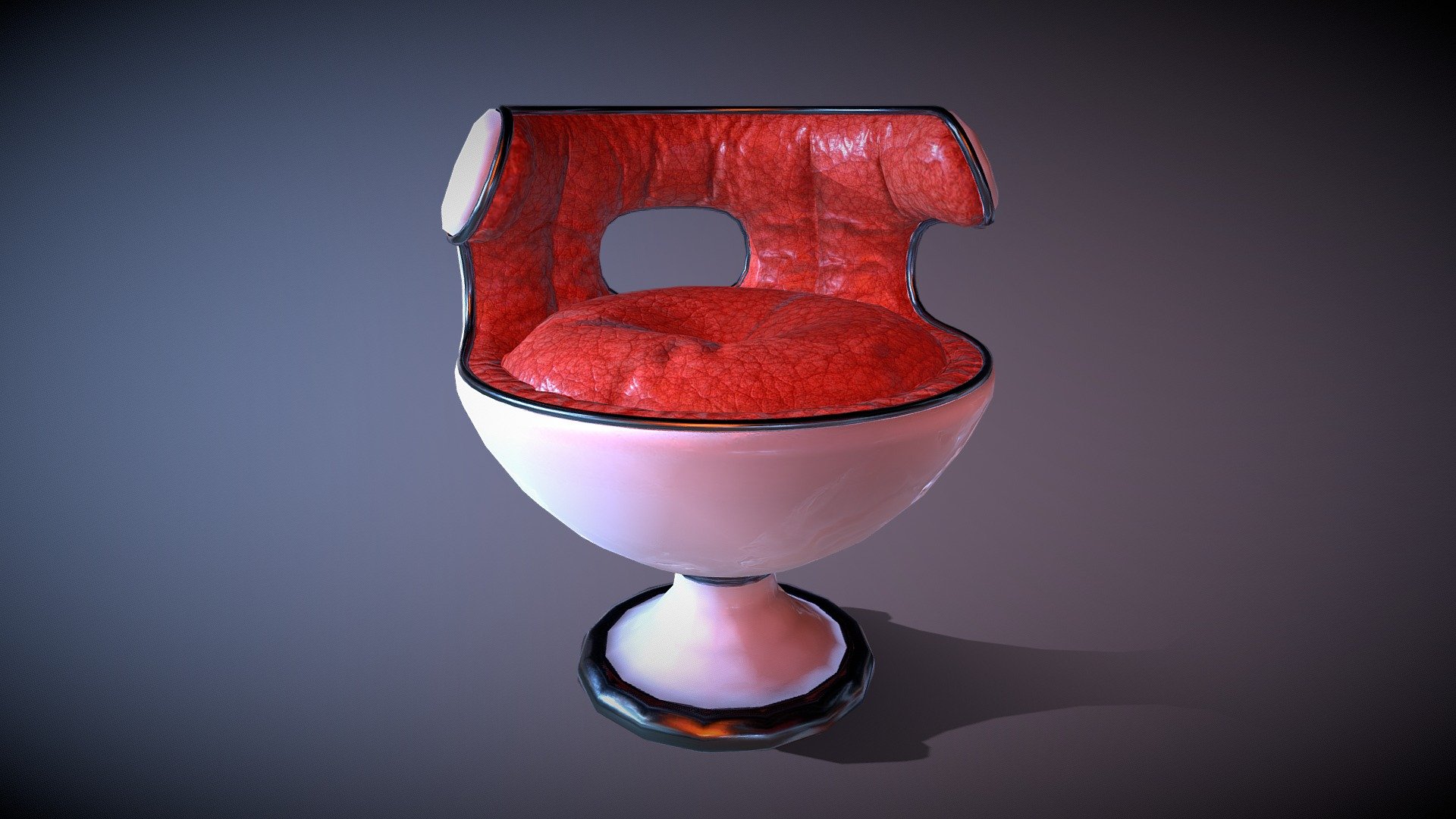 Stylish armchair with crocodile leather upholstery. Round chair in the Art Nouveau style 3d model