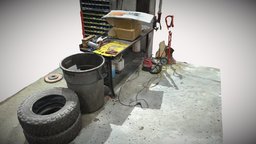 Garage Scene 3D garage, tools, workbench