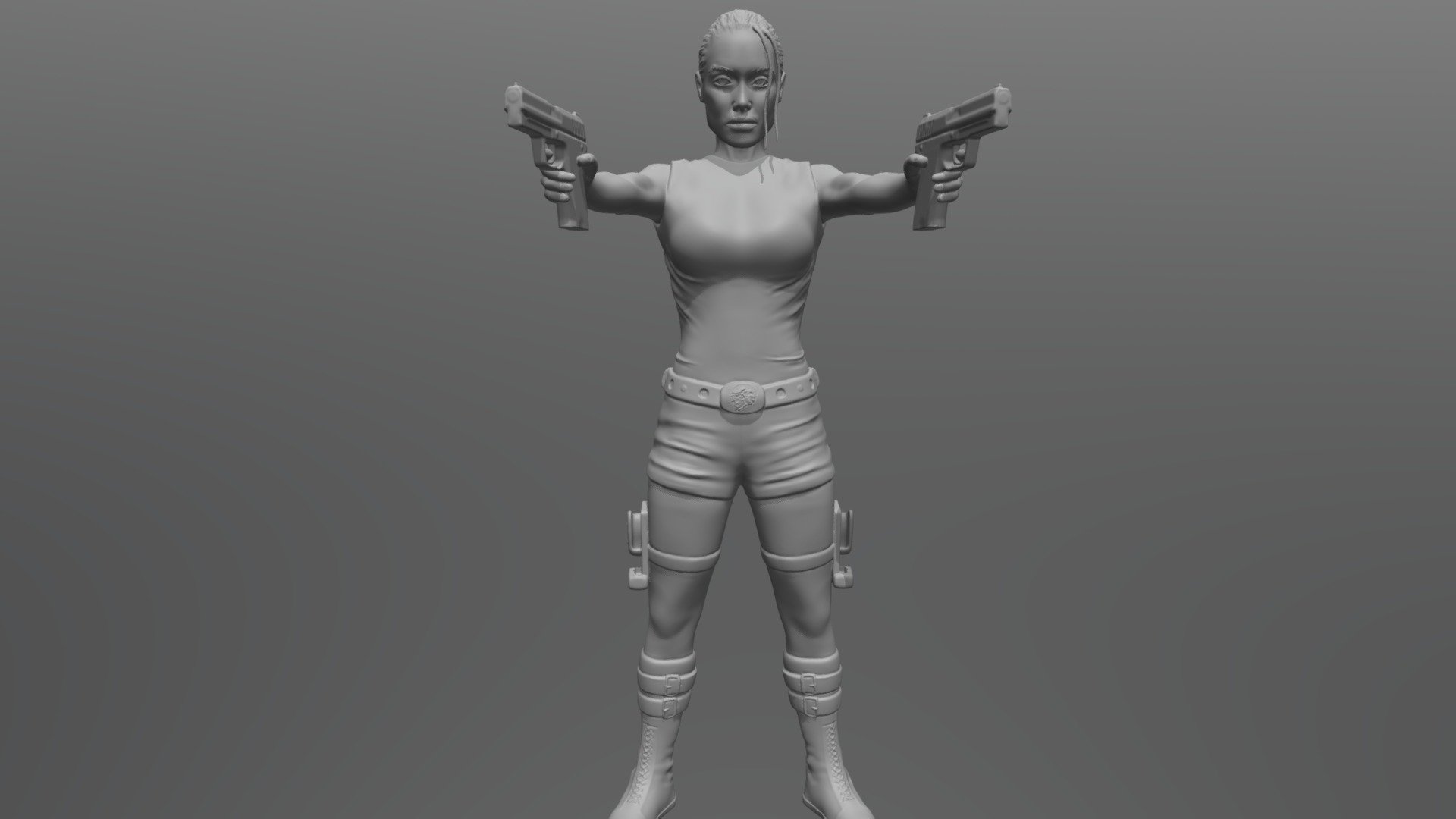 Here is Lara Croft (Angelina Jolie) from Tomb Raider 3D model ready for 3D printing. The model is not scaled, so you will have to adjust this to the size you want. 
Rar file contains stl. 
The model was created in ZBrush.

If you have any questions please don't hesitate to contact me. I will respond you ASAP. 
I encourage you to check my other celebrity 3D models 3d model