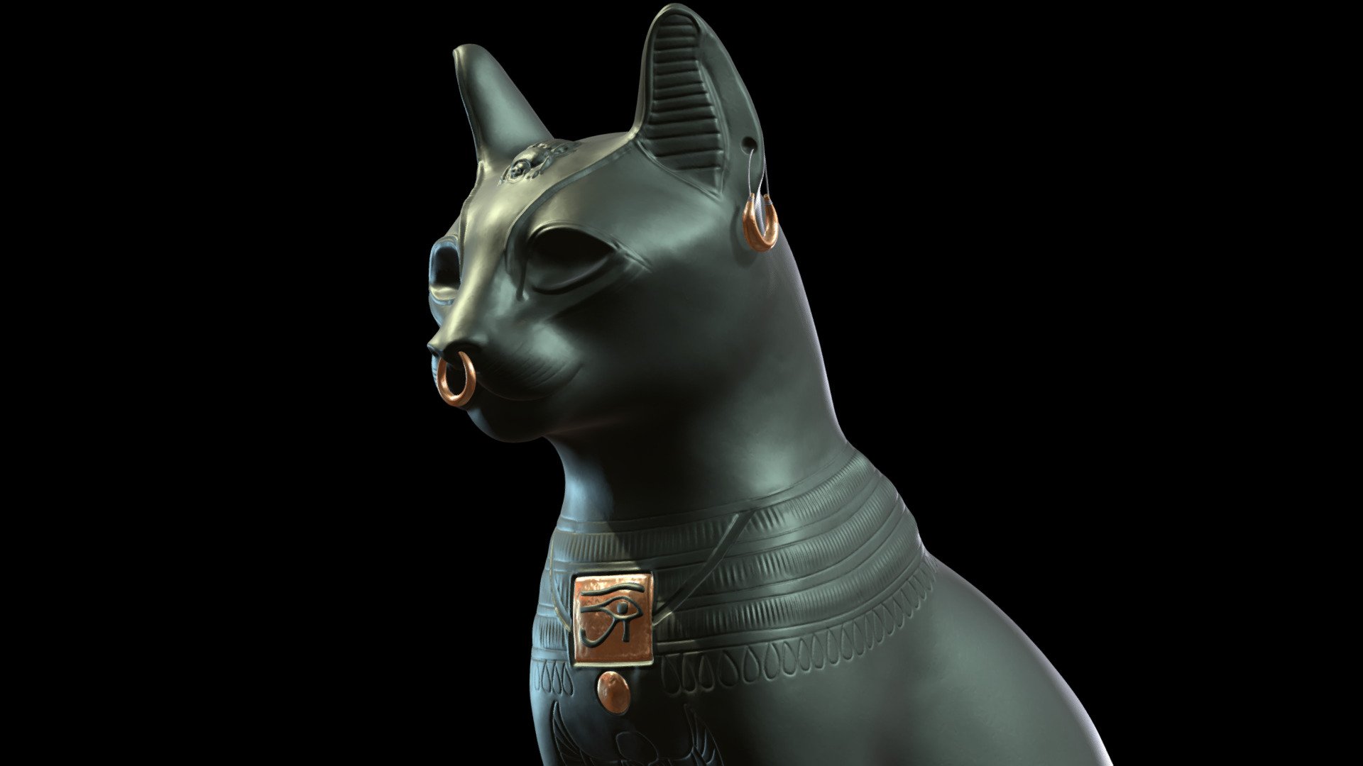 A bronze figure depicting one form of the goddess Bastet.

Highpoly FBX.

Enjoy!

Base: &ldquo;The Gayer-Anderson cat