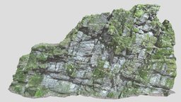 Mossy Forest Cliff Rock Scan forest, sharp, cliff, ready, gray, boulder, realistic, moss, photoscan, photogrammetry, game, 3d, blender, pbr, low, poly, model, scan, stone, fantasy, dark, rock