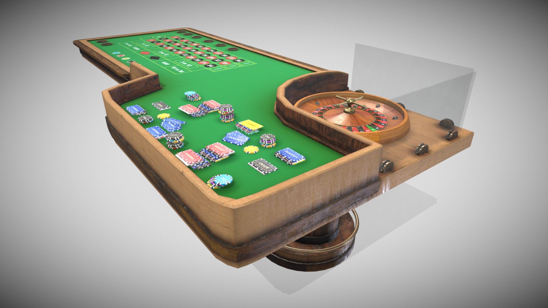 3 Material 4k PBR Metalness

Smoothable.....

Indipendent Objects and Ambient Occlusion

Only Roulette:

https://skfb.ly/oyZ7J - Roulette Desk - Buy Royalty Free 3D model by Francesco Coldesina (@topfrank2013) 3d model