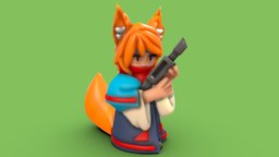 3D Printed Mini Test chibi, small, fox, thing, 3dprinting, character, gun, anime, guy