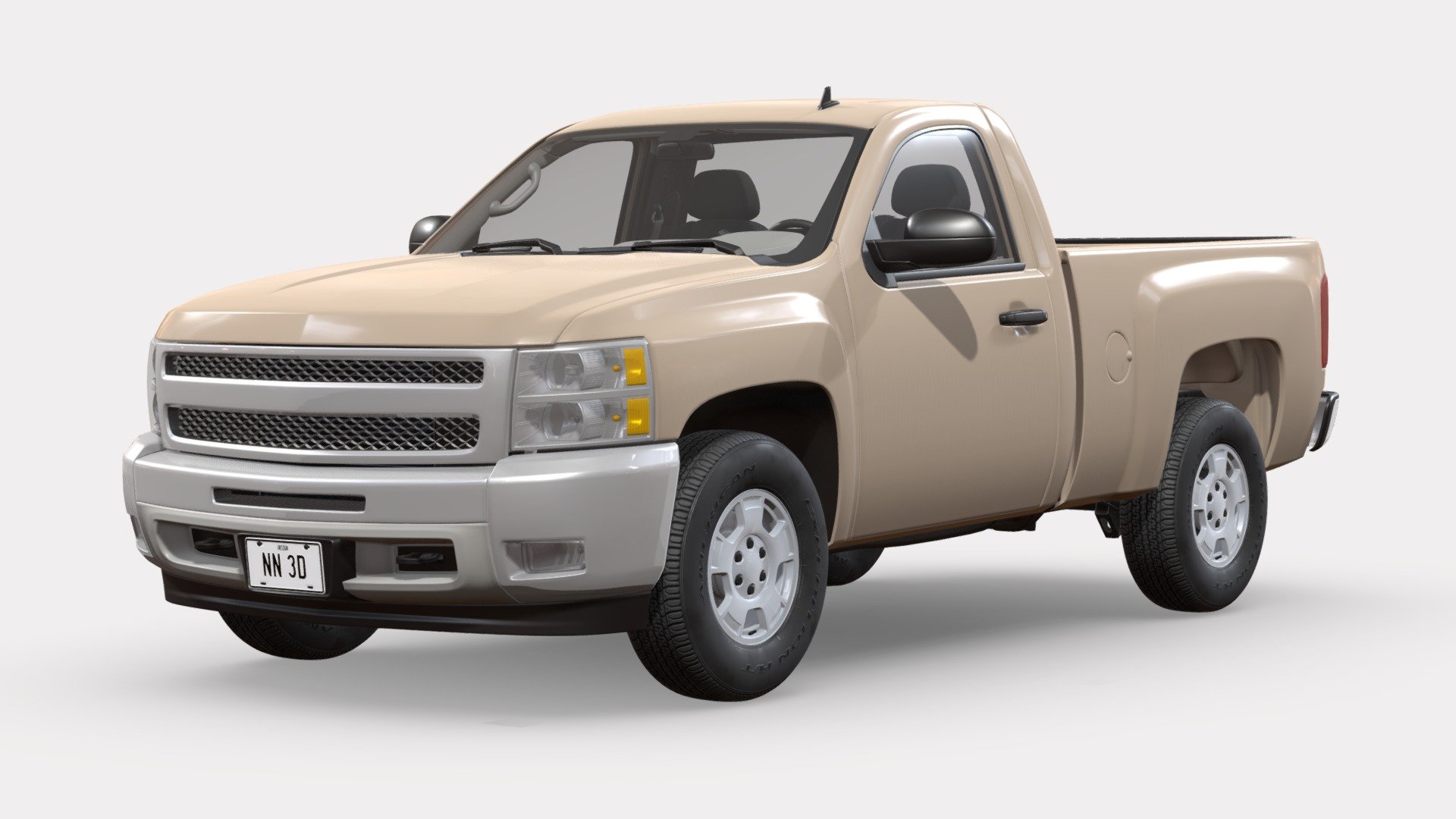 NN 3D store.

3D model of a modern 4wd pickup truck.

The truck's high detail exterior is great for close up renders, the cabin, chassis and drivetrain have been extensively detailed for close range shots.

The model was created with 3DS Max 2016 using the open subdivision modifier which has been left in the stack to adjust the level of detail.

There are also included HI and LO poly versions in Blender 2.9 format with textures.

Exchange files included: FBX, OBJ and 3DS, all with HI and LO subdivision versions.

SPECIFICATIONS:

The model has 158.000 polygons with subdivision level at 0 and 630.000 at level 1.

Renderer: V Ray and Cycles.

The model is fully textured and UV mapped with diffuse, bump, roughness and specular maps.

All materials and textures are included and mapped in all files, settings might have to be adjusted depending on the software you are using.

Textures are in JPG format with 4096x4096, 2048x2048 and 512x512 resolution 3d model