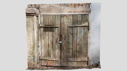 Old garage door portal, garage, entrance, doorway, porch, old, kazakhstan, olddoor, wooddoor, wood-door, garage-door, photogrammetry, 3dscan, old-door