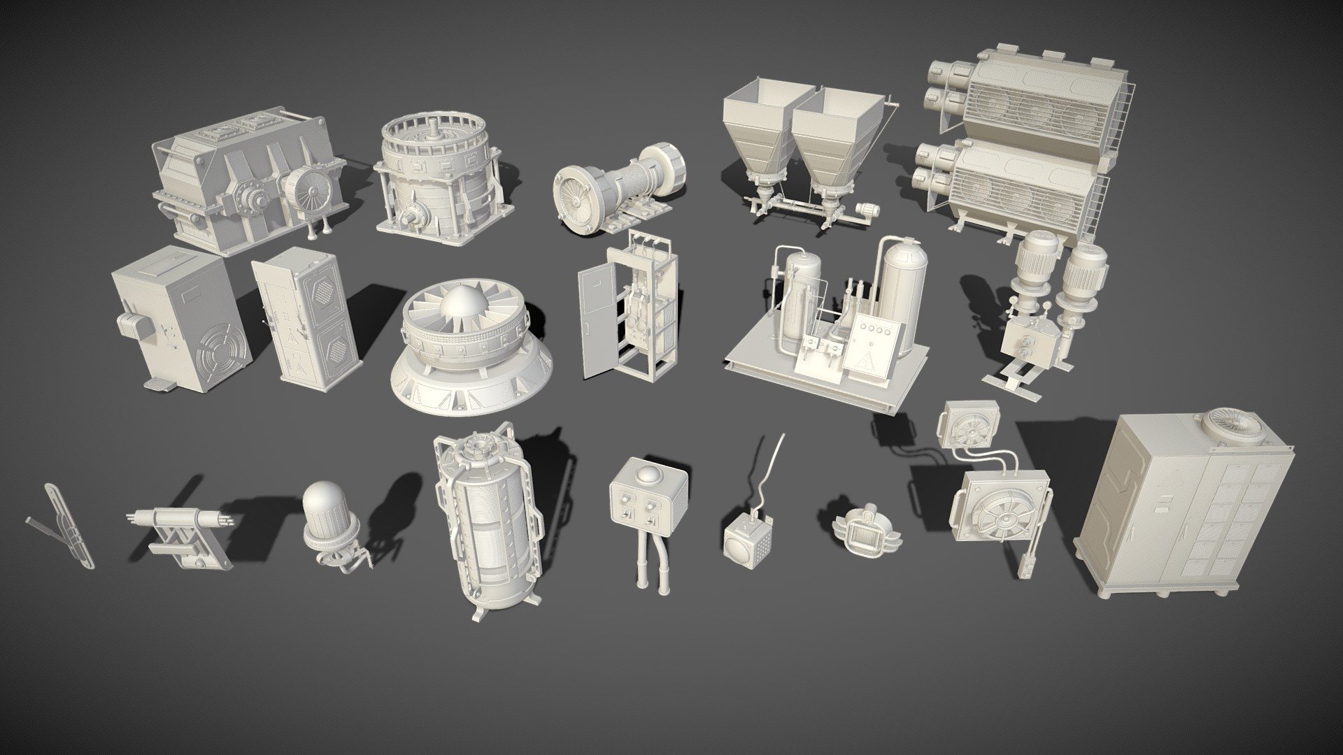 Get pack - https://www.artstation.com/a/15295

20 pieces middle poly factory units




include max(2018), blend(2.8) , fbx, obj and stl files

clean quad and close mesh

without UW map, textures and materials

total poly - 533968

total vert - 500608
 - Factory Units 2 - 20 pieces - 3D model by 3d.armzep 3d model