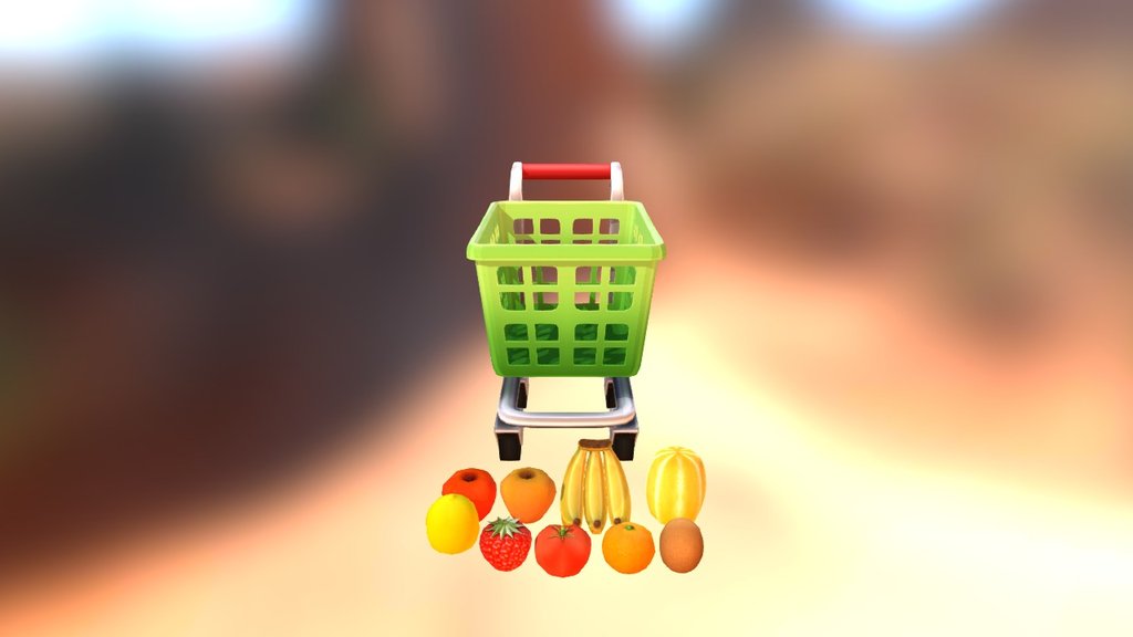 3D Cart Object (Fruit) - 3D model by layerlab 3d model