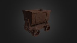 Basic Mine Cart storage, mining, cart, rusted, old, minecart, low-poly, vehicle, animated, mine-shaft