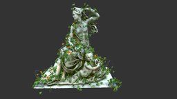 Statue 021 plant, plants, 3d-scan, rocks, vines, angel, cemetery, statue, estatua, stones, baroque, scupt, scupture, fontana, escaltura, realitycapture, photogrammetry, asset, stone, gameasset, free, rock