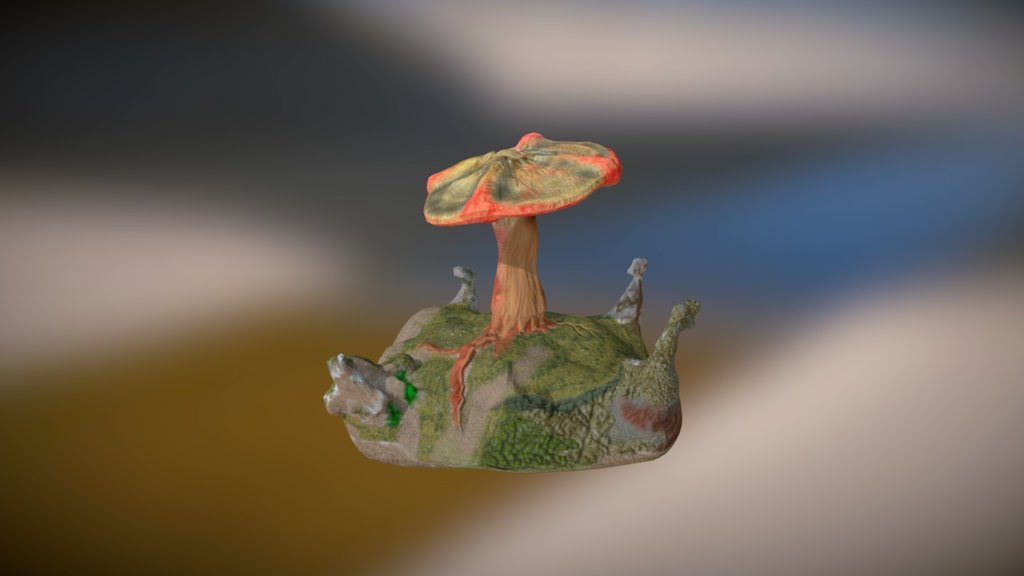 The first thing I do trying the Substance Painter. A mixture between a mushroom and a tree - test seta - 3D model by marc31 3d model