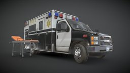 Ambulance Type 5 police, truck, 911, bed, ambulance, van, patient, prop, aid, emergency, hospital, unit, health, rescue, stretcher, ems, paramedic, asset, vehicle, lowpoly, gameready