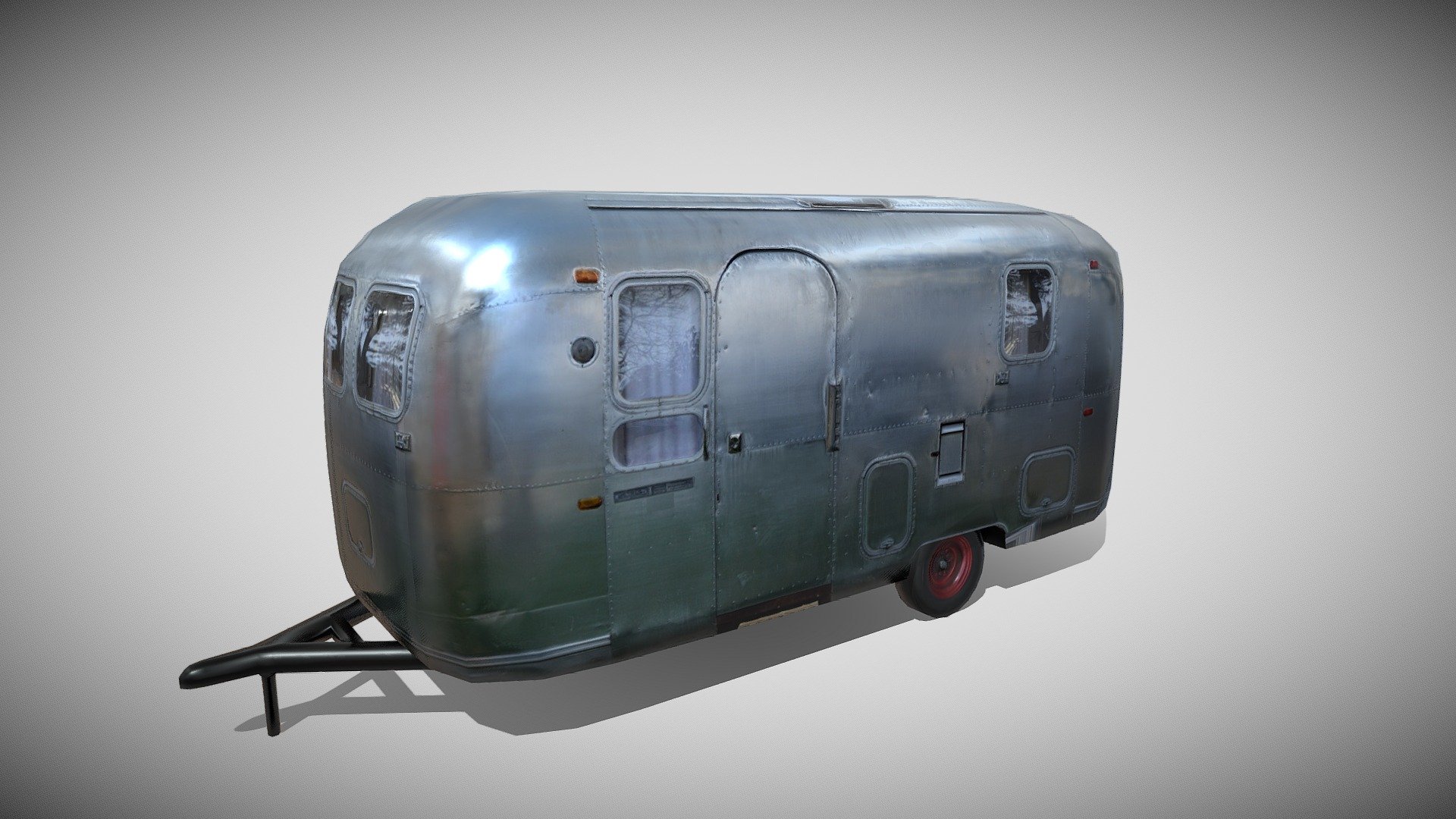 A 3D prop of an Air Stream camper to populate scenes. Efficiently modeled 3d model