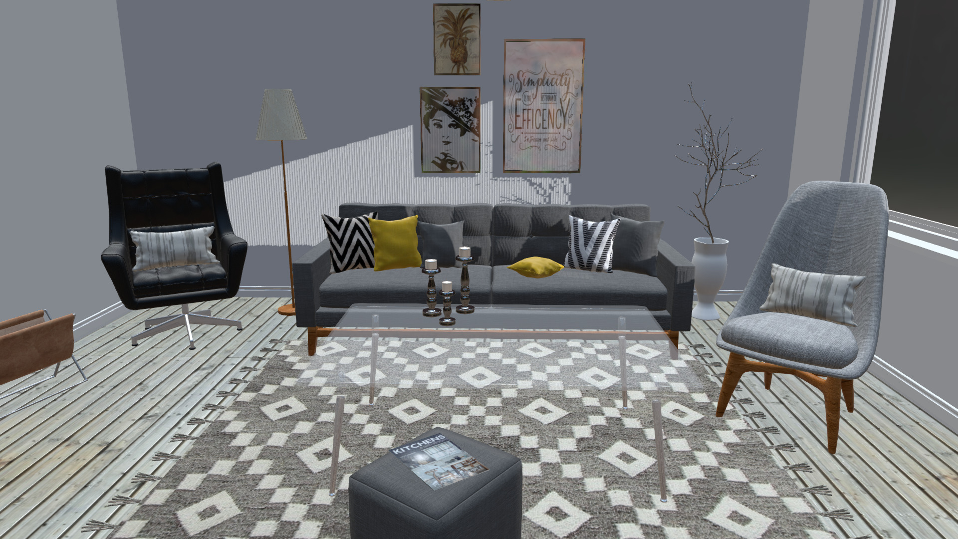 My living room design plan. Modeled in Blender, rendered in Cycles render engine 3d model