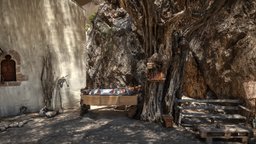 Agiofarago Gorge Driftwood Shop Crete Greece tree, olive, greece, photogrametry, crete, gorge, shop, agiofarago, herimit