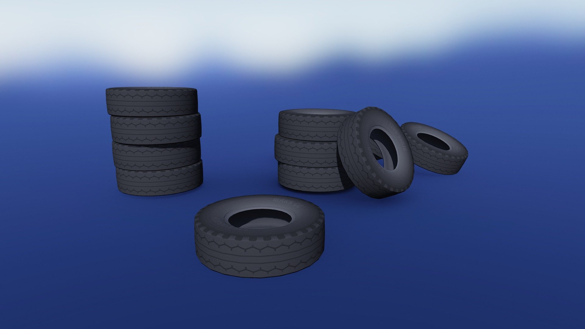 A bunch of old, abandoned tires lying around 3d model