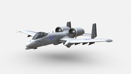 3d model Fairchild warthog, usaf, avenger, ground, support, a-10, ii, attack, thunderbolt, aircraft, gau-8, close, fairchild, twin-engine, military, air