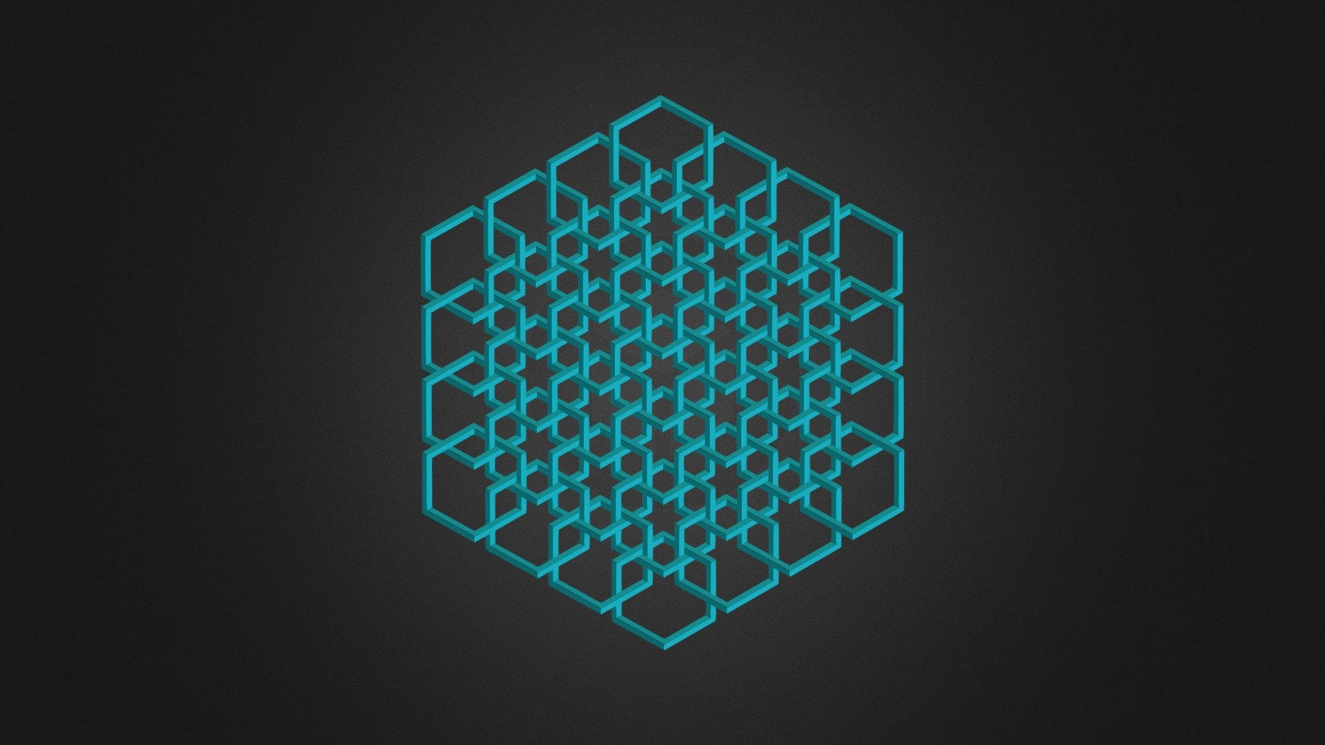 Hexagon based pattern reinterpreted as an isometric view of a cubic 3D structure.  



2D reference picture ▲  (bottom &ldquo;343