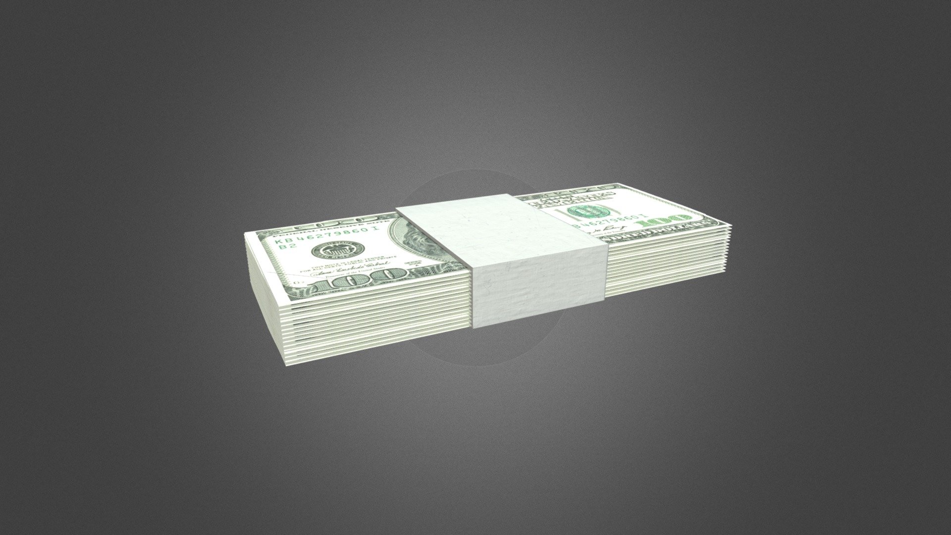 Stack of One Hundred Dollar Bills - 3D model by stoneghost 3d model