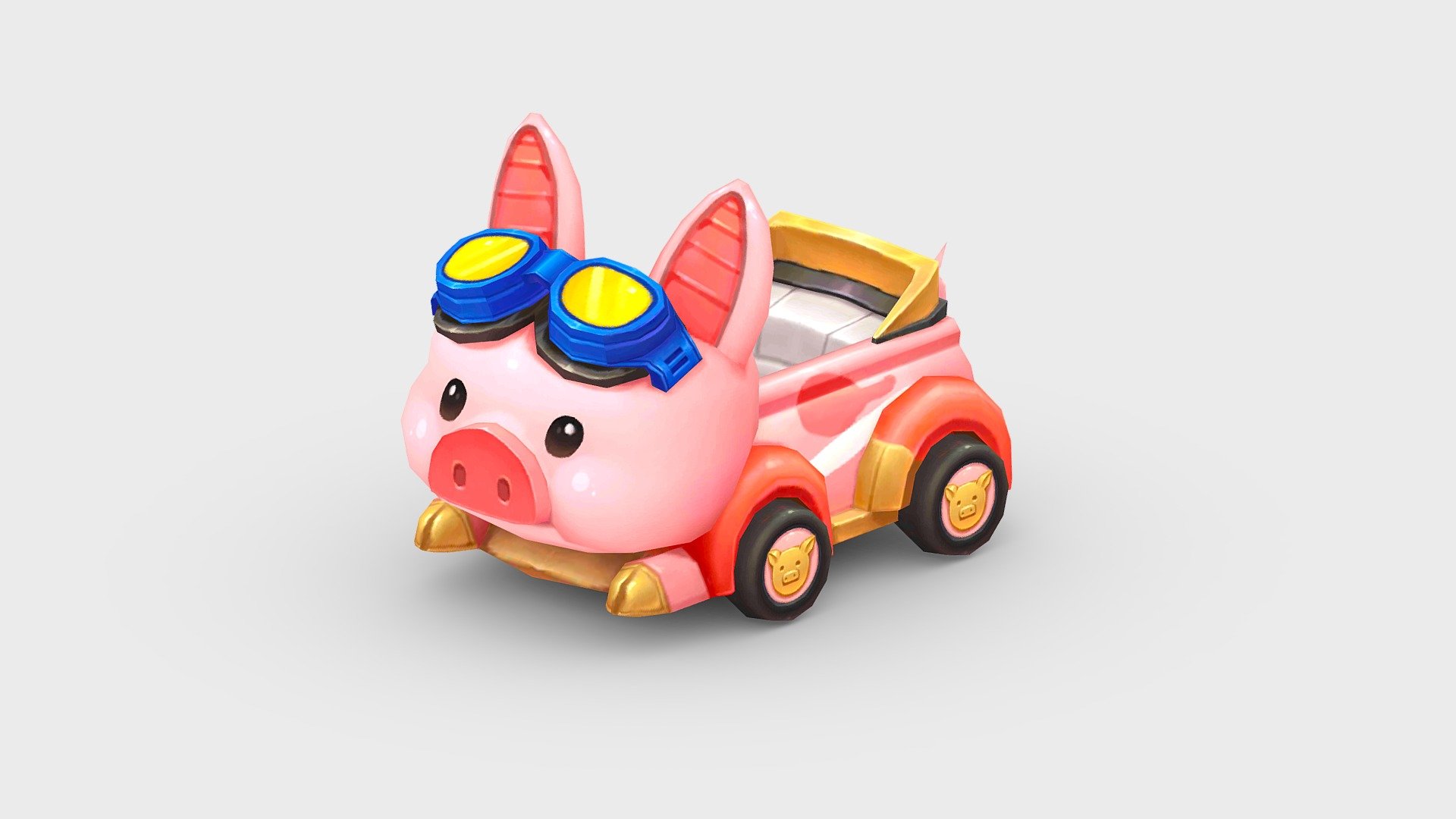 Cartoon Piggy Car&ndash;Amusement Park Touring Car - Cartoon Piggy Car--Amusement Park Touring Car - Buy Royalty Free 3D model by ler_cartoon (@lerrrrr) 3d model