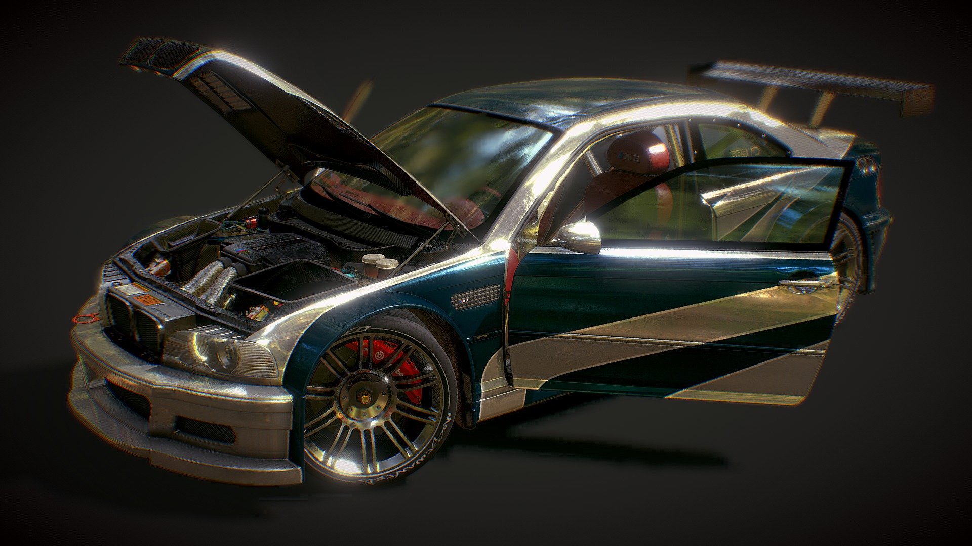 BMW M3 GTR - E46 (Need for Speed - Mostwanted) - Mid Poly - With Interior &amp; Engine
UV Mapped / Shadder Split / PBR Textured
Game Ready / Unreal Engine / Unity - Directly import with texture maps and start using.
Contact me if you want the non triangulated version or 4k textures of this model - dsaalister@gmail.com
https://www.instagram.com/p/Cdnk5jajFgl/?hl=en - BMW M3 GTR - E46 (Need for Speed - Mostwanted) - Buy Royalty Free 3D model by Allay Design (@Alister.Dsa) 3d model