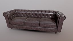 Chesterfield sofa sofa, vintage, detailed, arquitecture, brown, furniture, realistic, old, details, realistic-gameasset, furniture-home, sofa-3d-model, realtimerendering, gameasset, gameready, chesterfield-sofa