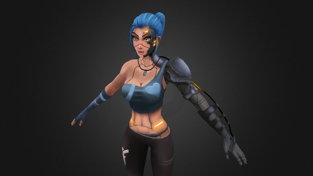 Done for a school project (2nd Semester 3DS) - 3D Hand-Painted Cyborg Model "Leysha" - 3D model by Taivo (@nashz77) 3d model