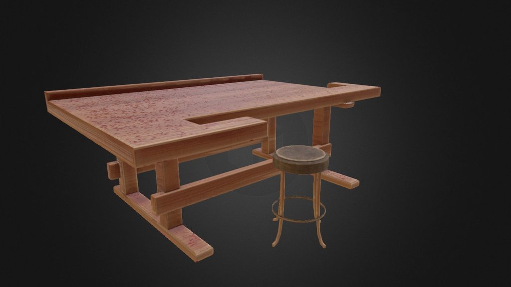 wooden workbench - 3D model by Erik Elizalde (@erikelizalde) 3d model