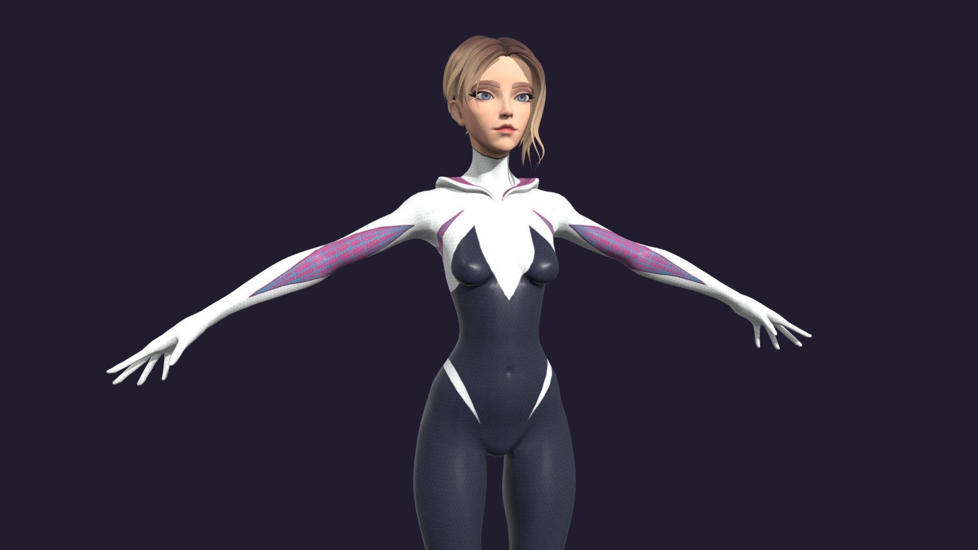It's my first attempt to make textured low-poly model - Spider Gwen Low Poly - 3D model by So7ion (@androidfrolov) 3d model