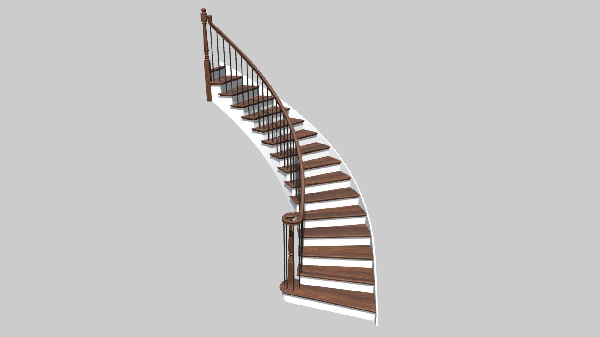 Example of circular stair with 90 degree turn and angled start - Circular stair - 90 degree with angled start - 3D model by designedstairs 3d model