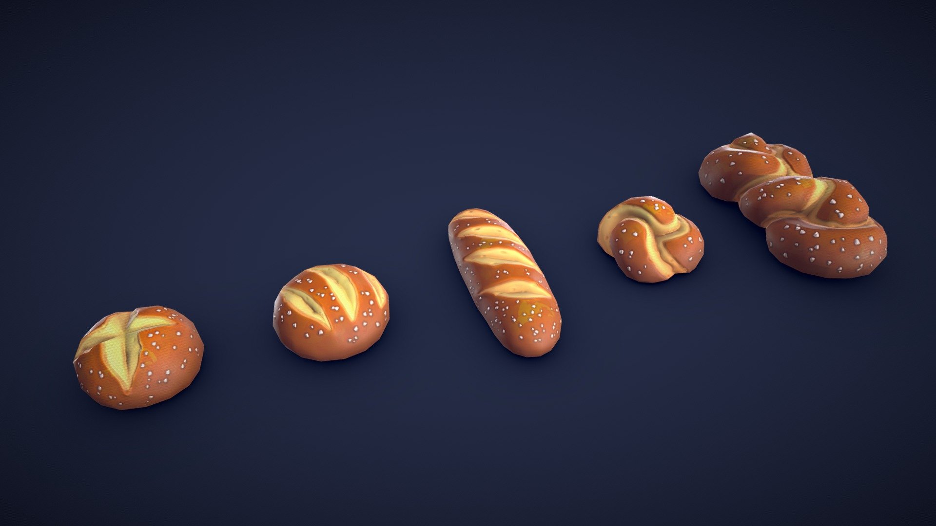 Are you looking for some delicious pretzel bread rolls to spice up your project? Look no further than this 3D asset pack, which includes 5 different stylized pretzel bread rolls and buns. All models are low-poly and optimized for performance and quality. Whether you’re creating a bustling bakery scene or adding a unique touch to your game environment, these pretzel bread rolls will add some detail to your project!🍞

Model information:




Optimized low-poly assets for real-time usage.

Optimized and clean UV mapping.

2K and 4K pbr textures for the assets are included.

Compatible with Unreal Engine, Unity and similar engines.

All assets are included in a separate file as well.
 - Stylized Pretzel Bread and Rolls - Low Poly - Buy Royalty Free 3D model by Lars Korden (@Lark.Art) 3d model