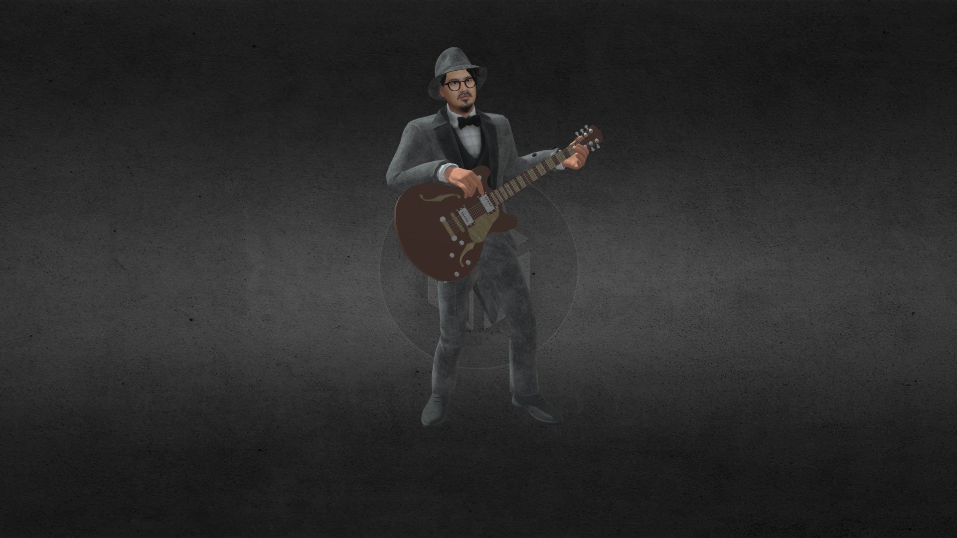 Model of Guitarist Musicians of Jazz of blues 3D model - Jazz Blues Guitarist Animation - Buy Royalty Free 3D model by imanboer 3d model