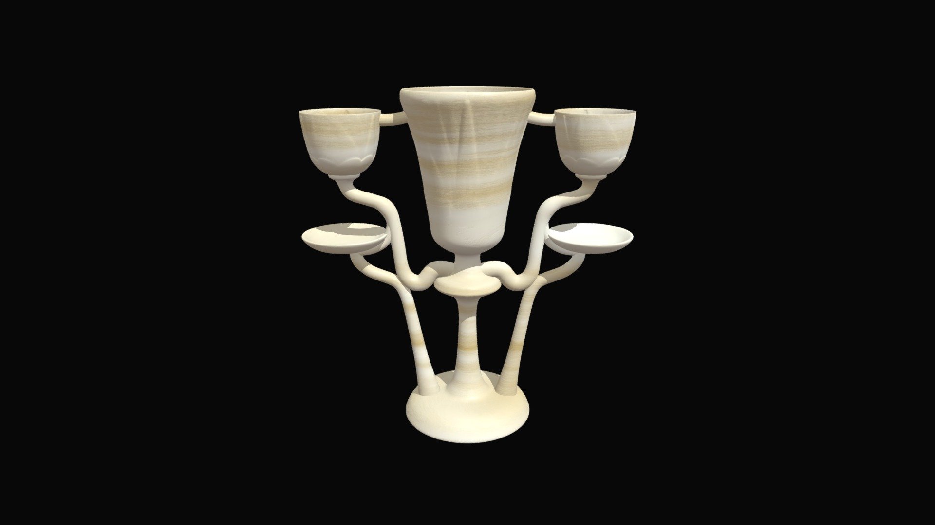 3D model of triple lotus lamp from the tomb of Tutankhamun made in Blender 3.0. Rendering in cycles. Photographs of the artifact were used as reference in modeling. PBR textures of alabaster 3d model