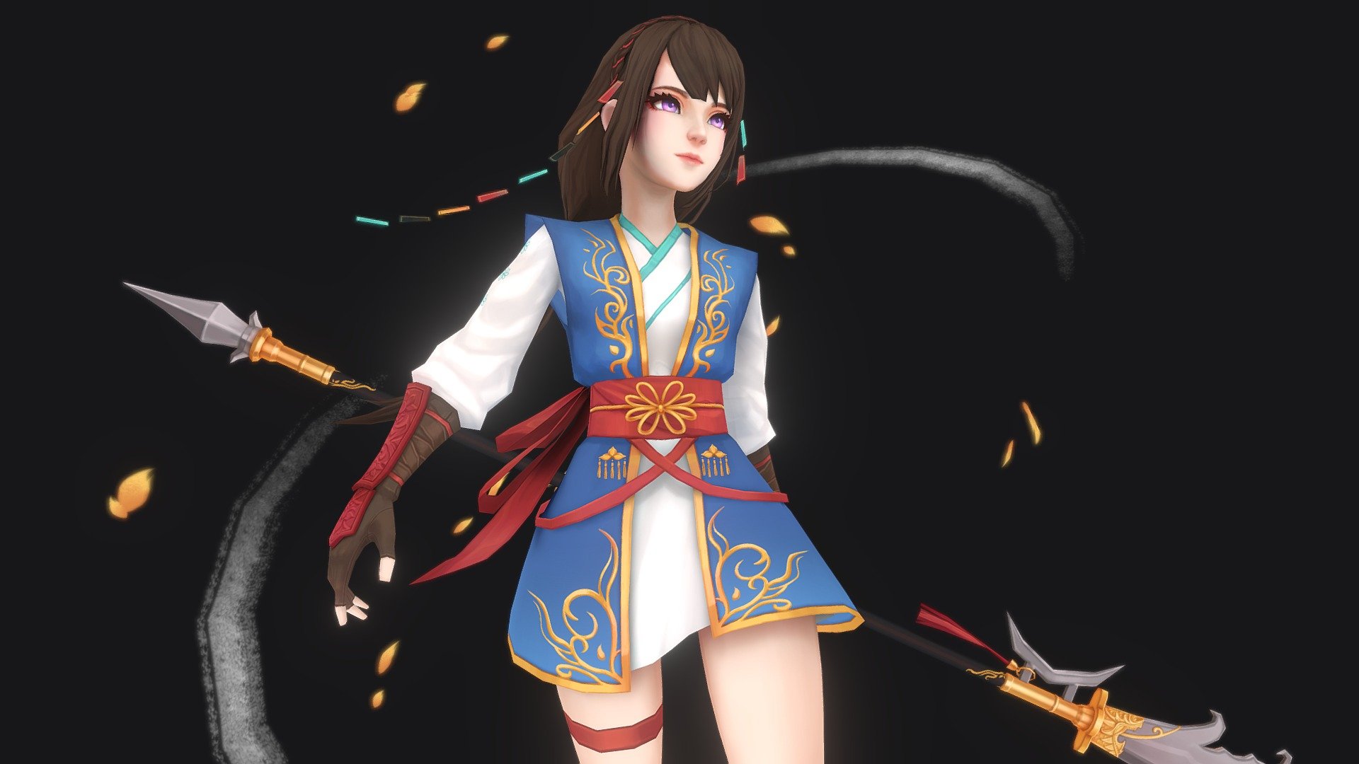 A hero within a wuxia world.

https://www.artstation.com/artwork/9mRlqL - 侠 Xia - Lowpoly handpainted - 3D model by colossil 3d model