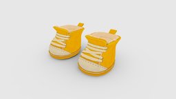 Cartoon baby shoes shoe, kids, baby, leather, child, clothes, foot, footwear, sneakers, newborn, lowpolymodel, neonate, childbirth, character, handpainted, cartoon, stylized, clothing