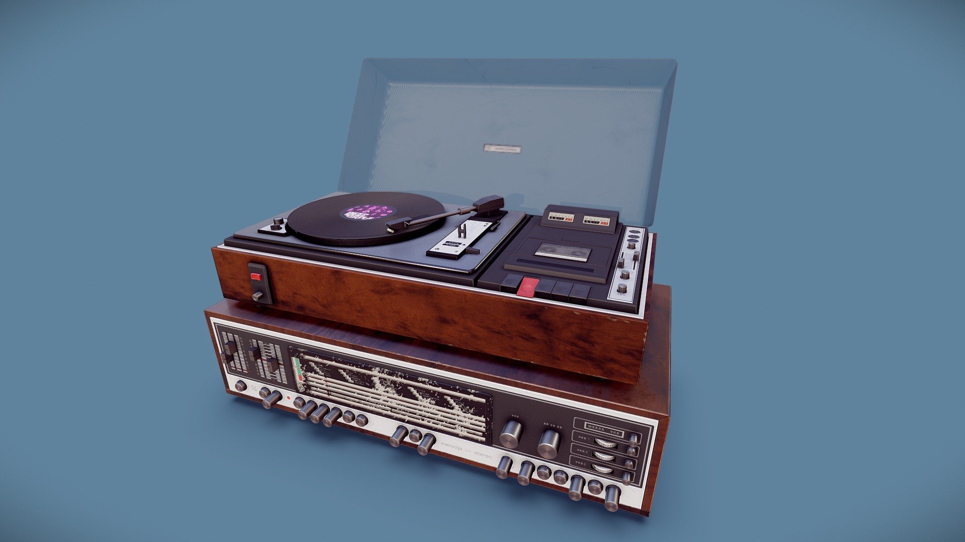 Melodija 105 made in a Soviet era around 1978. It is a turnable, radio and cassette player.






 

Reference images used:

 - Melodija 105 - Download Free 3D model by Warkarma 3d model