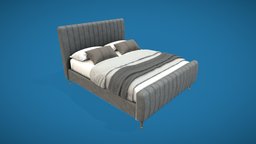Bed with Upholstery Low Poly