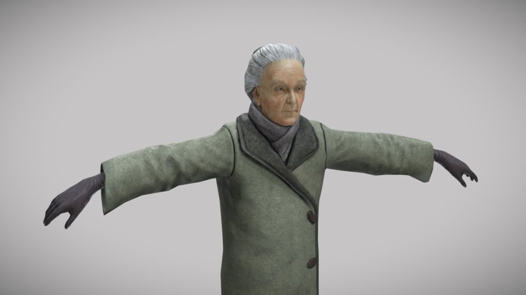 Model of old woman for project Crunch of snow 3d model