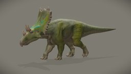Chasmosaurus Belli dinosaure, b3d, walking, quadruped, cretaceous, ceratopsian, walk_cycle, prehistorique, blender, blender3d, creature, animal, animation, animated, prehistoric, dinosaur, chasmosaurus, noai