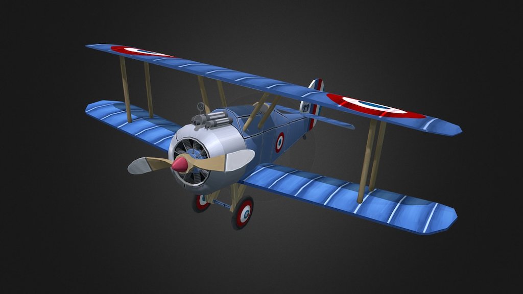 A stylized version of a WW1 plane (Sopwith Camel). Modelled in 3dsmax. Textured in Photoshop - WW1 Plane - 3D model by Arne Delbeke (@arne-delbeke) 3d model