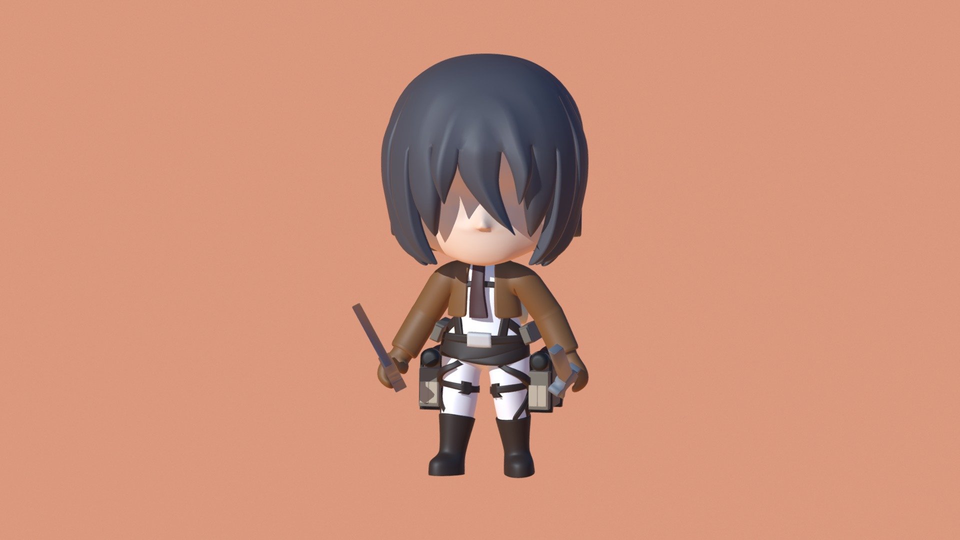 A model i was commsioned to make for 3D printing, still WIP - Mikasa Ackerman - SNK - Chibi - 3D model by Miaru3d 3d model