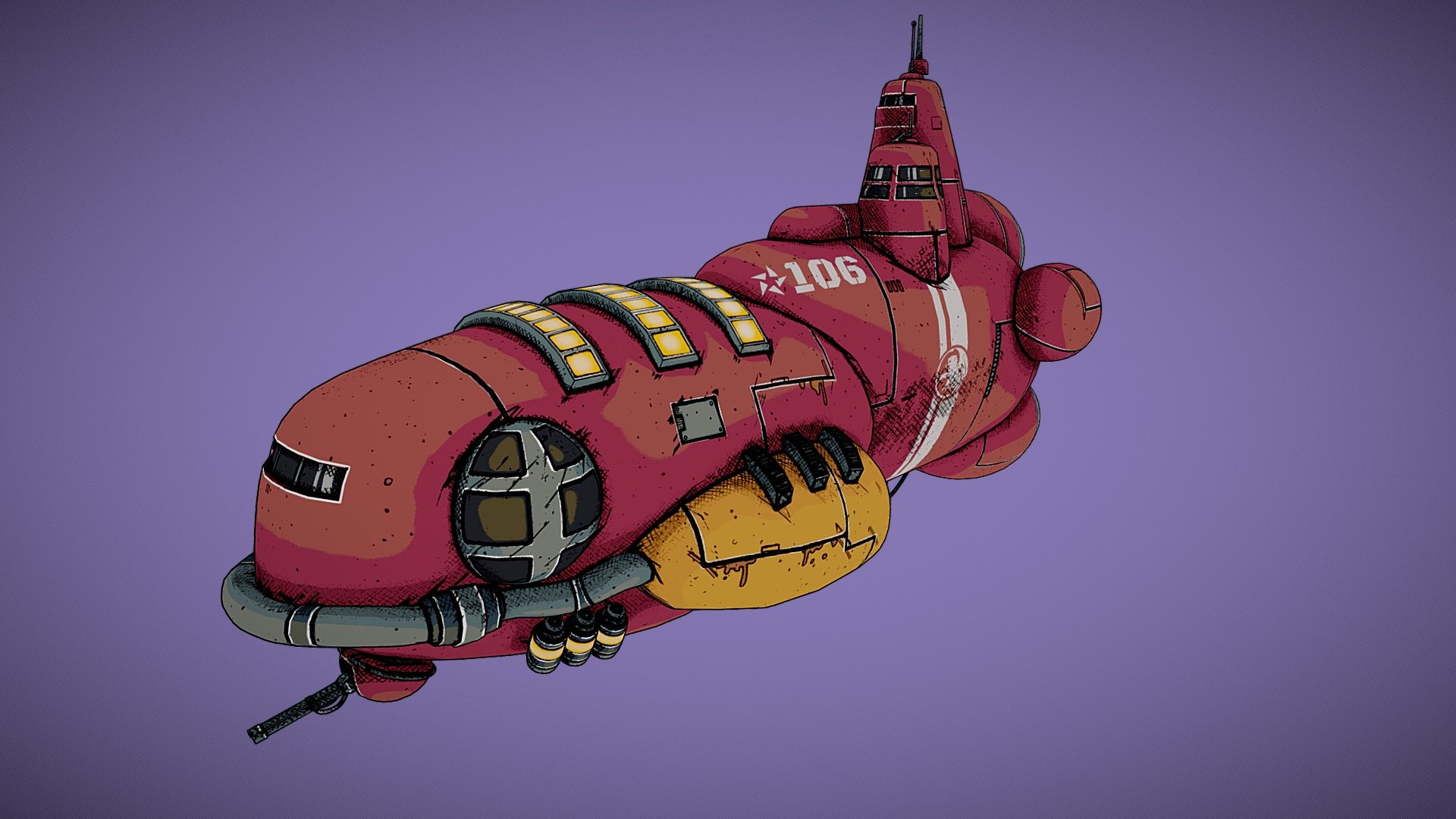 A spaceship inspired by the art of Moebius 3d model