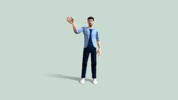 Greeting Waving (110 frames loop) hello, rig, motion, greeting, salute, waving, character, low-poly, animation, free, male, rigged, noai, forrest-gump