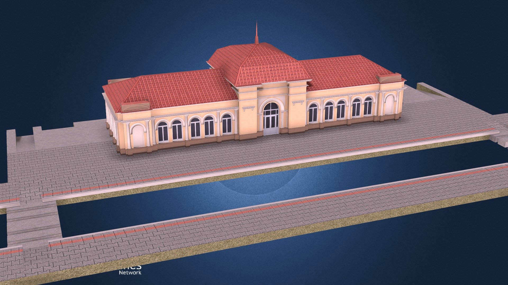 Asset for Citites Skylines.

A small railway station is made on the basis of the Children's Railway station in Globa Park (Dnepr, Ukraine).
The building of this station was built in 1936.
 - Dnepr Train Station CRW - 3D model by targa (@targettius) 3d model
